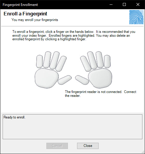 digitalpersona the fingerprint reader is not connected